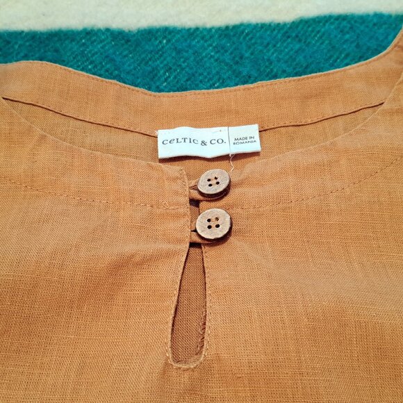 CELTIC & CO Linen Button Detail Top, goldenrod, sz 12 - Picture 4 of 10